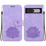 For Google Pixel 7 Pro Lotus Embossed Leather Phone Case(Purple)