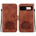 For Google Pixel 8a Lotus Embossed Leather Phone Case(Brown)