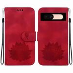 For Google Pixel 8a Lotus Embossed Leather Phone Case(Red)