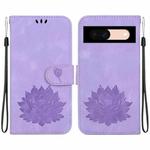For Google Pixel 8a Lotus Embossed Leather Phone Case(Purple)