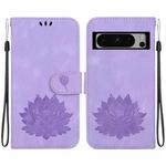 For Google Pixel 8 Pro Lotus Embossed Leather Phone Case(Purple)