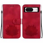 For Google Pixel 8 Lotus Embossed Leather Phone Case(Red)