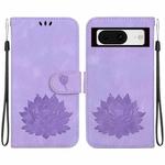 For Google Pixel 8 Lotus Embossed Leather Phone Case(Purple)