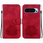 For Google Pixel 9 Pro Lotus Embossed Leather Phone Case(Red)