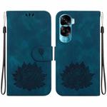 For Honor 90 Lite Lotus Embossed Leather Phone Case(Dark Blue)