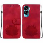 For Honor 90 Lite Lotus Embossed Leather Phone Case(Red)