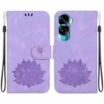 For Honor 90 Lite Lotus Embossed Leather Phone Case(Purple)
