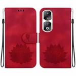 For Honor 90 Pro Lotus Embossed Leather Phone Case(Red)
