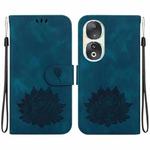 For Honor 90 Lotus Embossed Leather Phone Case(Dark Blue)