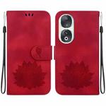 For Honor 90 Lotus Embossed Leather Phone Case(Red)
