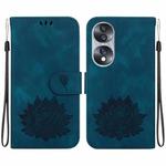 For Honor 70 Lotus Embossed Leather Phone Case(Dark Blue)