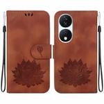 For Honor X7b / Play 50 Plus Lotus Embossed Leather Phone Case(Brown)