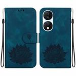 For Honor X7b / Play 50 Plus Lotus Embossed Leather Phone Case(Dark Blue)