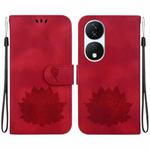 For Honor X7b / Play 50 Plus Lotus Embossed Leather Phone Case(Red)