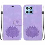 For Honor X8 5G Lotus Embossed Leather Phone Case(Purple)