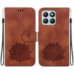 For Honor X8b Lotus Embossed Leather Phone Case(Brown)