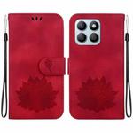 For Honor X8b Lotus Embossed Leather Phone Case(Red)