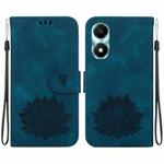 For Honor X5 Plus / Play 40C Lotus Embossed Leather Phone Case(Dark Blue)