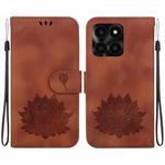 For Honor X6a Lotus Embossed Leather Phone Case(Brown)