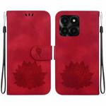 For Honor X6a Lotus Embossed Leather Phone Case(Red)