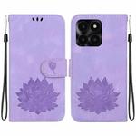 For Honor X6a Lotus Embossed Leather Phone Case(Purple)