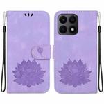 For Honor X8a Lotus Embossed Leather Phone Case(Purple)