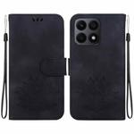 For Honor X8a Lotus Embossed Leather Phone Case(Black)