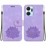 For Honor X7a Lotus Embossed Leather Phone Case(Purple)