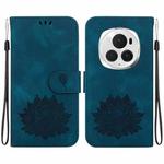 For Honor Magic6 Pro Lotus Embossed Leather Phone Case(Dark Blue)