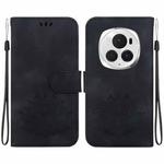 For Honor Magic6 Pro Lotus Embossed Leather Phone Case(Black)