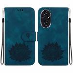 For Honor 200 Lotus Embossed Leather Phone Case(Dark Blue)