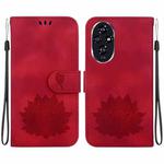 For Honor 200 Lotus Embossed Leather Phone Case(Red)