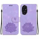 For Honor 200 Lotus Embossed Leather Phone Case(Purple)