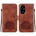 For Honor 200 Pro Lotus Embossed Leather Phone Case(Brown)