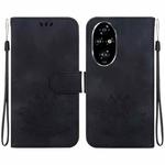 For Honor 200 Pro Lotus Embossed Leather Phone Case(Black)