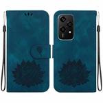 For Honor 200 Lite Global Lotus Embossed Leather Phone Case(Dark Blue)