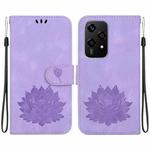 For Honor 200 Lite Global Lotus Embossed Leather Phone Case(Purple)