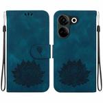 For Tecno Camon 20 / Camon 20 Pro 4G Lotus Embossed Leather Phone Case(Dark Blue)