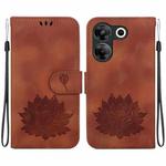 For Tecno Camon 20 Pro 5G Lotus Embossed Leather Phone Case(Brown)