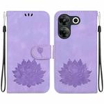 For Tecno Camon 20 Pro 5G Lotus Embossed Leather Phone Case(Purple)