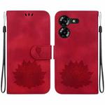 For Tecno Pova 5 Lotus Embossed Leather Phone Case(Red)