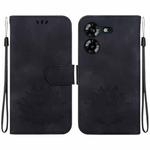 For Tecno Pova 5 Lotus Embossed Leather Phone Case(Black)