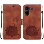 For Tecno Pova 5 Pro Lotus Embossed Leather Phone Case(Brown)