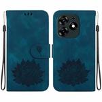 For Tecno Spark 10 Pro Lotus Embossed Leather Phone Case(Dark Blue)