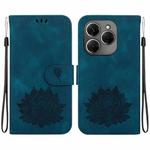 For Tecno Spark 20 Pro Lotus Embossed Leather Phone Case(Dark Blue)