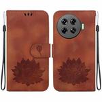 For Tecno Spark 20 Pro+ Lotus Embossed Leather Phone Case(Brown)