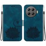 For Tecno Spark 20 Pro+ Lotus Embossed Leather Phone Case(Dark Blue)