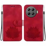 For Tecno Spark 20 Pro+ Lotus Embossed Leather Phone Case(Red)