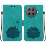 For Tecno Spark 20 Pro+ Lotus Embossed Leather Phone Case(Green)