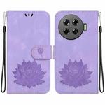 For Tecno Spark 20 Pro+ Lotus Embossed Leather Phone Case(Purple)